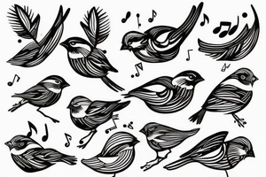 Realistic looking sparrow with a couple of music notes tattoo idea