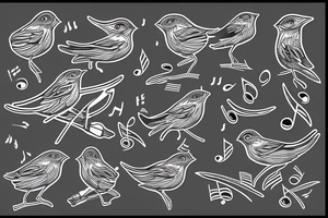 Realistic looking sparrow with a couple of music notes tattoo idea
