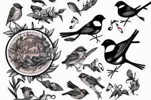 Realistic looking sparrow with a couple of music notes tattoo idea