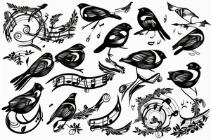 Realistic looking sparrow with a couple of music notes tattoo idea