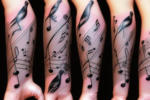 Realistic looking sparrow with a couple of music notes tattoo idea