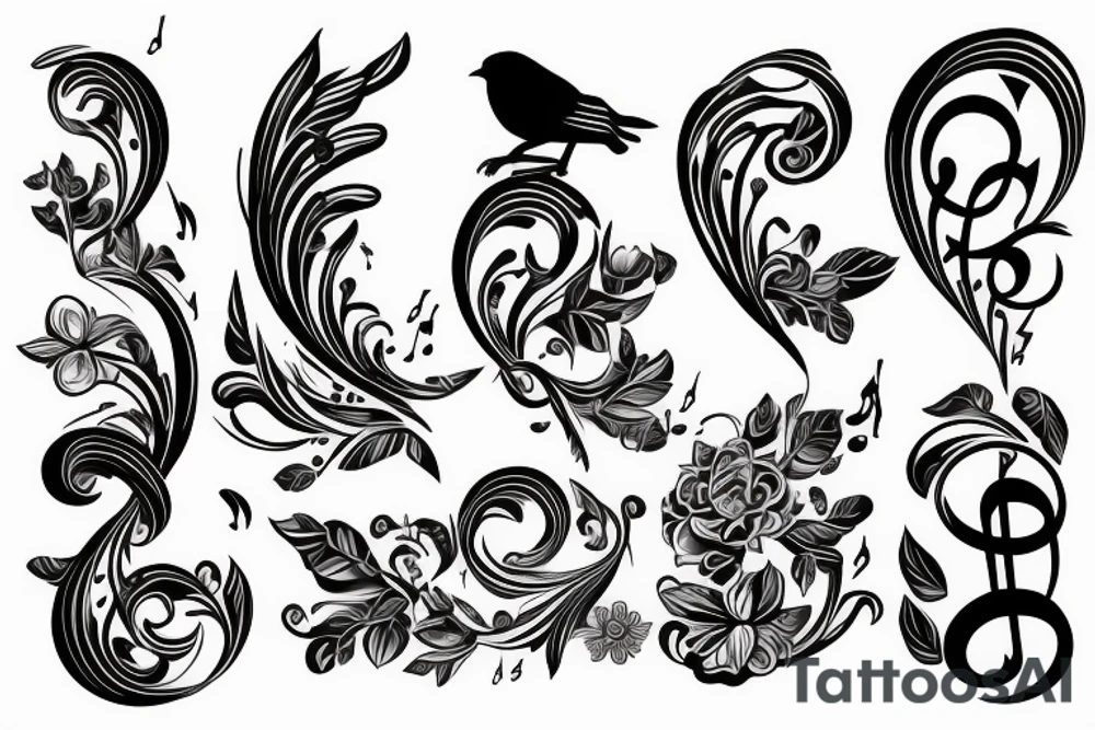 sparrow with a couple of music notes tattoo idea