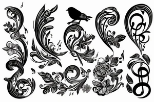 sparrow with a couple of music notes tattoo idea