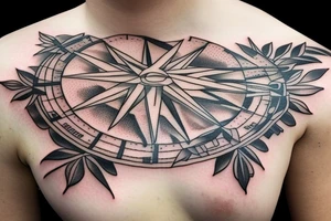 sparrow above a compass tattoo idea