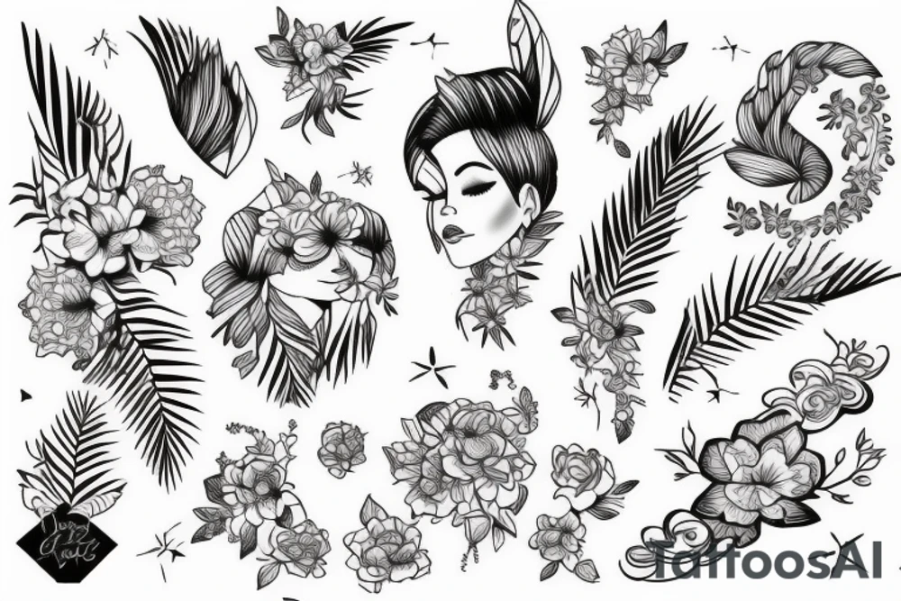 girl dreaming of paradise tattoo idea