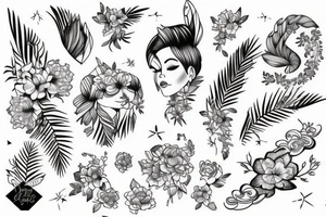 girl dreaming of paradise tattoo idea