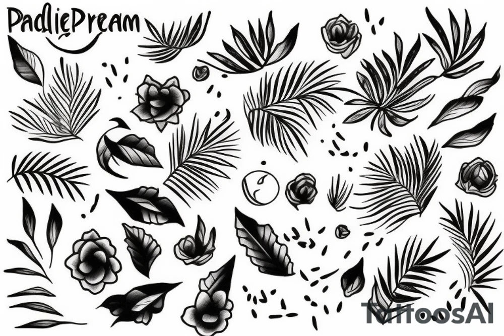 girl dreaming of paradise tattoo idea