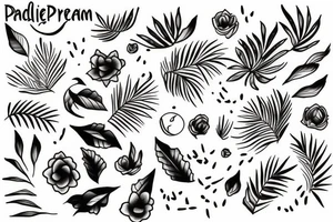 girl dreaming of paradise tattoo idea