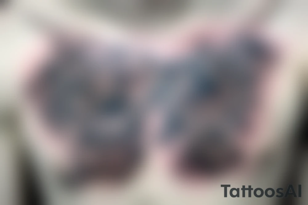 Chest tattoo frog rose and bear cub tattoo idea
