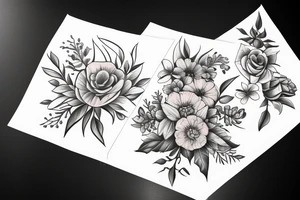 Bouquet of birth flowers tattoo idea