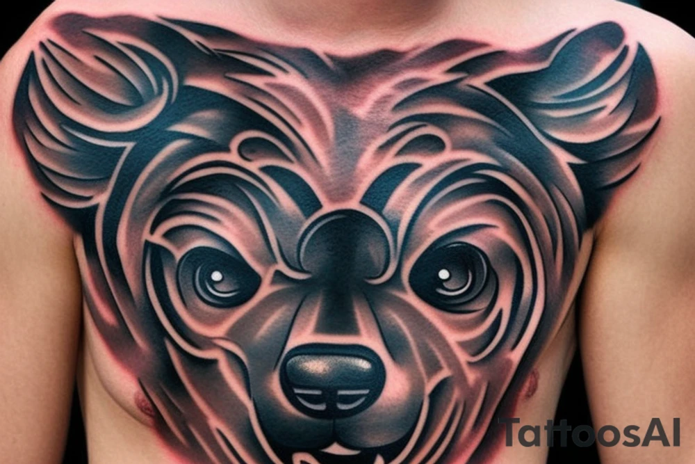 Chest tattoo bear cub tattoo idea