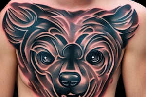 Chest tattoo bear cub tattoo idea