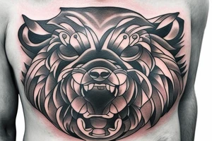 Chest tattoo bear cub tattoo idea
