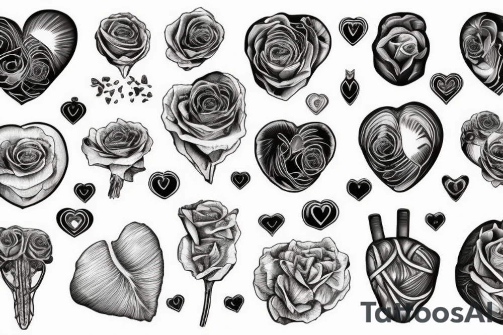 heart anatomy with rose tattoo idea