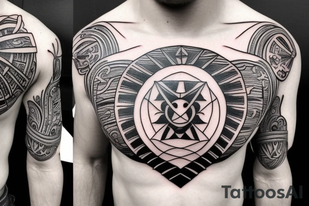 crest on the chest with a strong outer ring tattoo idea crest on the chest with a strong outer ring tattoo idea