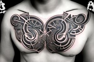 crest on the chest with a strong outer ring tattoo idea
