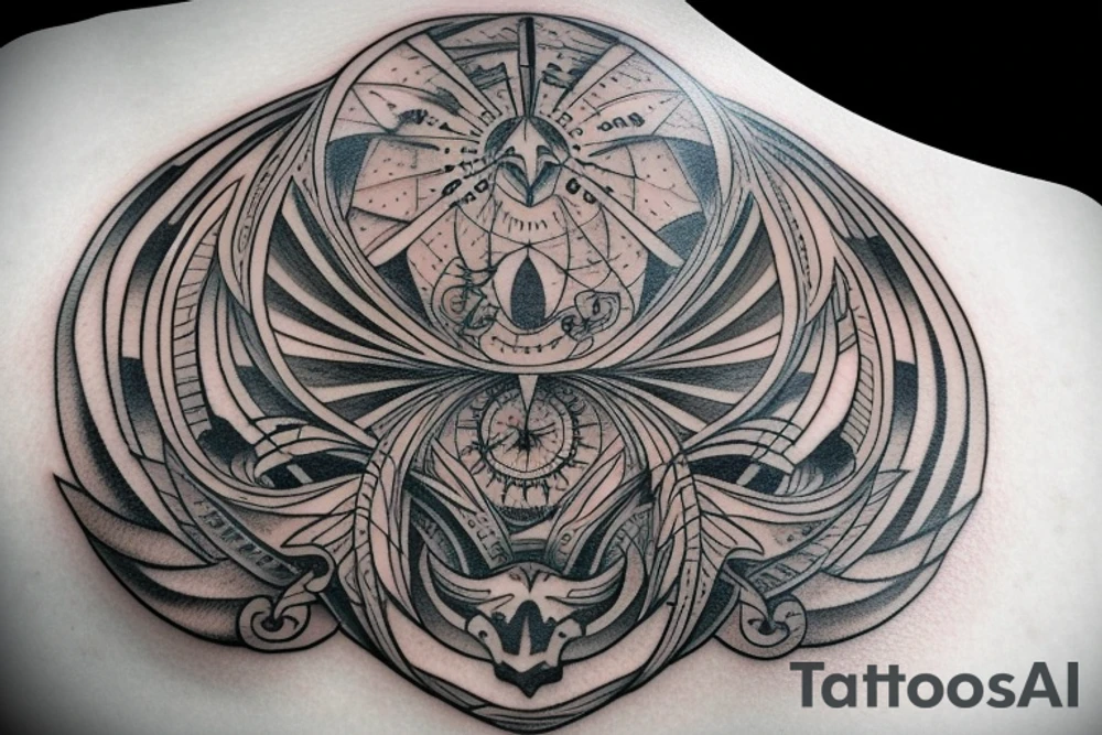 crest on the left peck with a strong outer ring tattoo idea