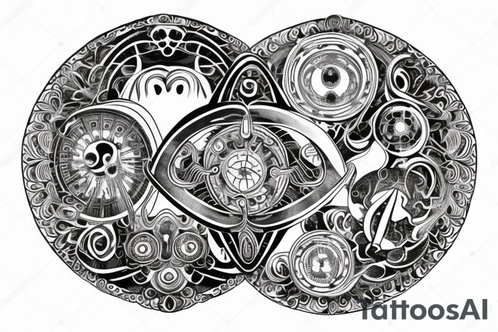 Circular crest on one peck tattoo idea