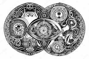 Circular crest on one peck tattoo idea