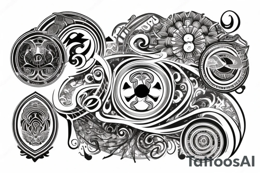 Circular crest on one peck tattoo idea