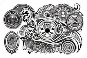 Circular crest on one peck tattoo idea