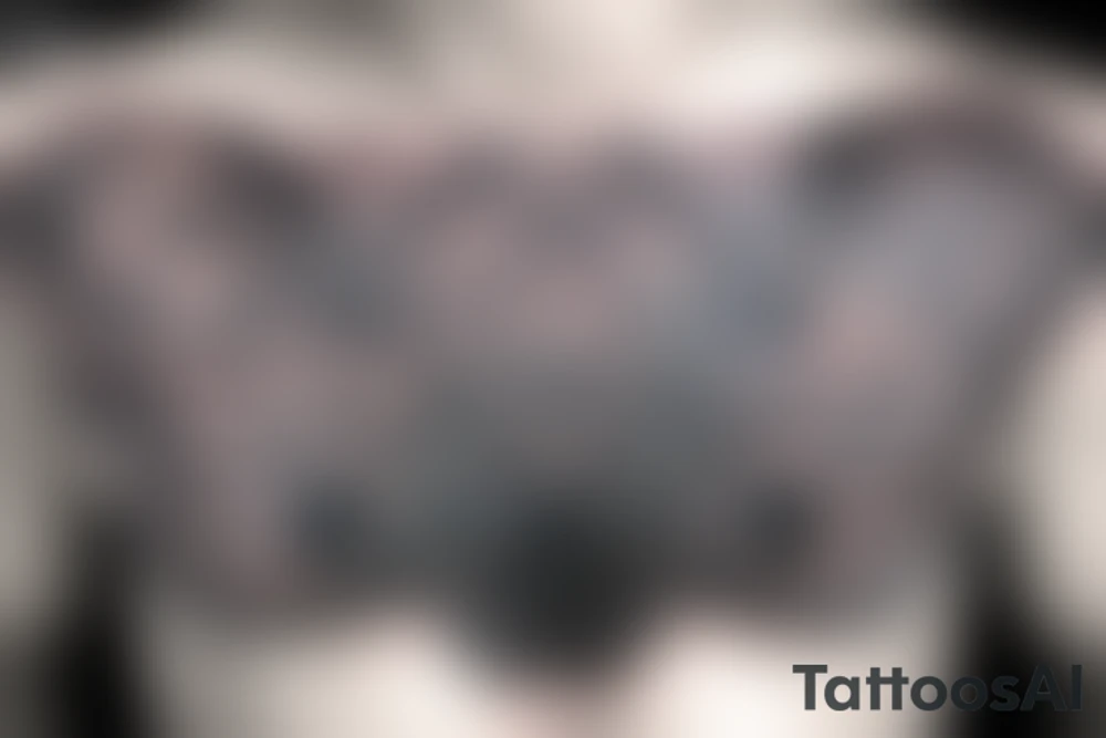 Round armor crest on the chest tattoo idea