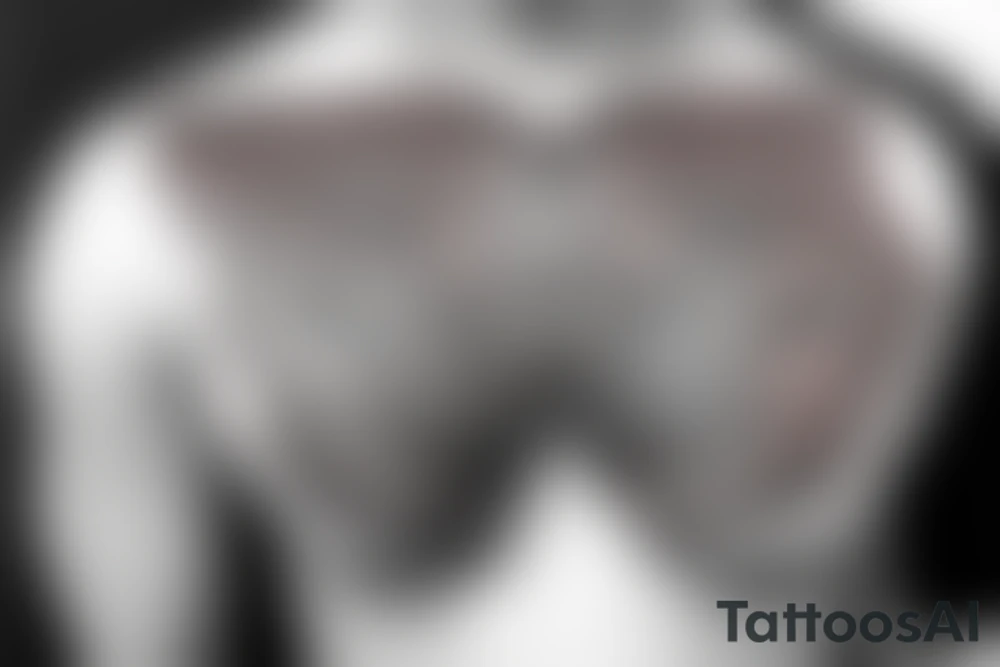 Round armor crest on the chest tattoo idea