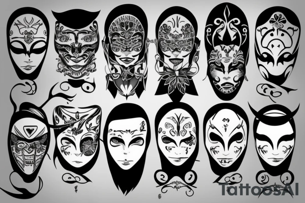 Man with mask showing illusion tattoo idea