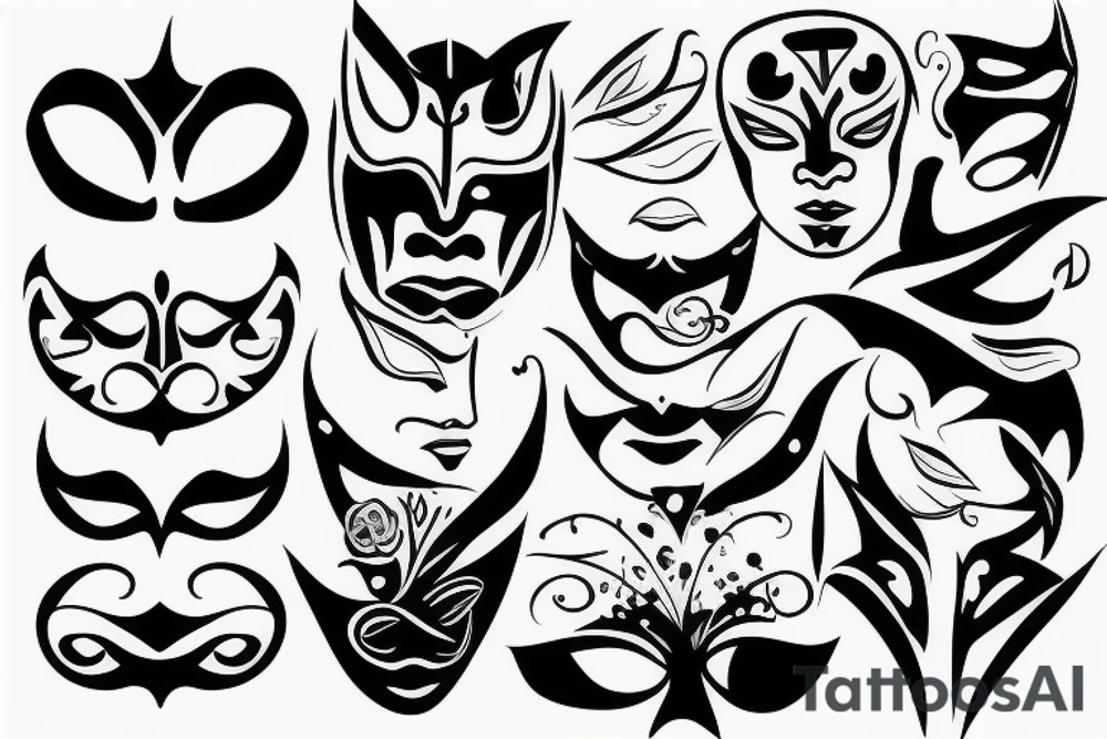 Man with mask showing illusion tattoo idea