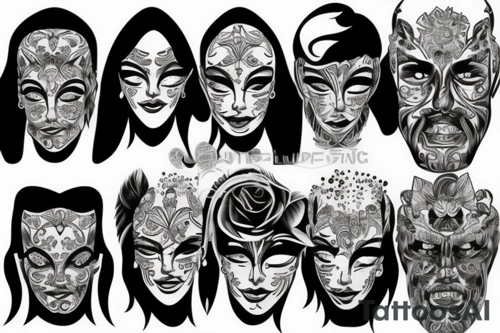 man removing mask tattoo idea