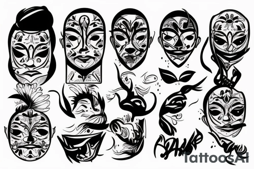 man removing mask tattoo idea