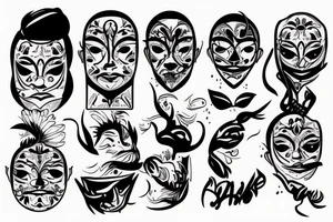 man removing mask tattoo idea