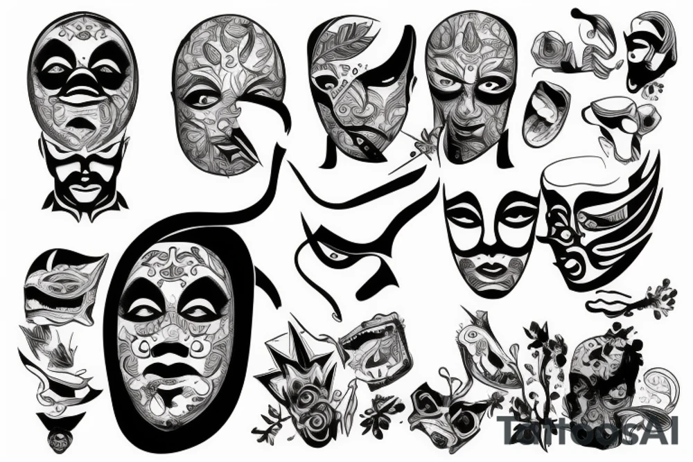 man removing mask tattoo idea