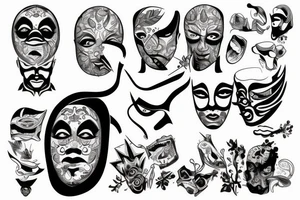 man removing mask tattoo idea
