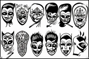 man removing mask tattoo idea