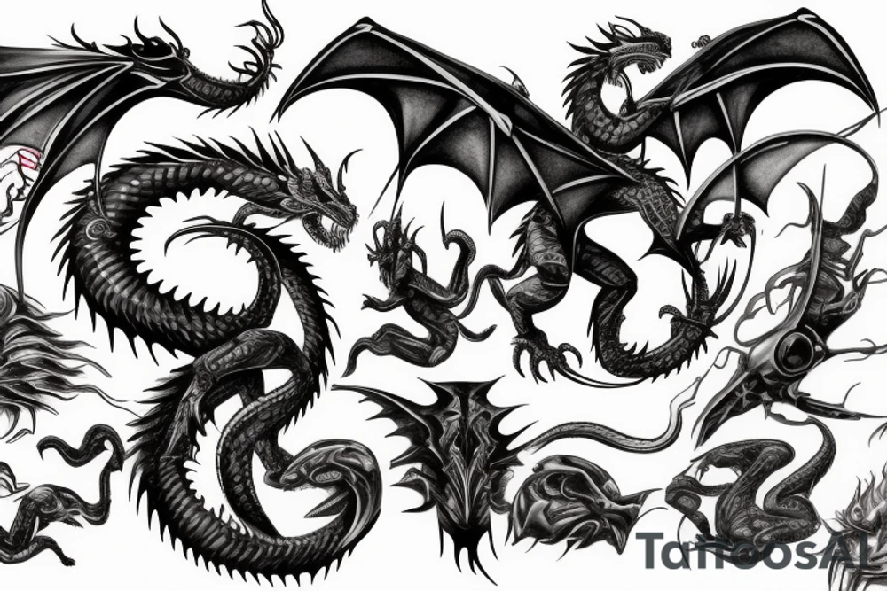 samuri fighting dragon tattoo idea