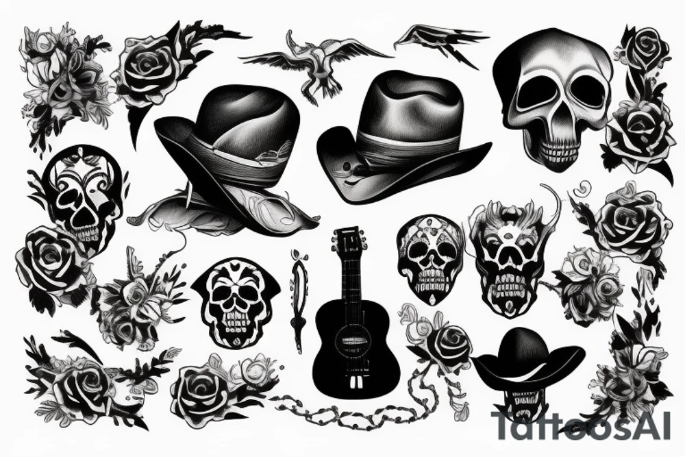 Cowboy Skull, Guitar tattoo idea