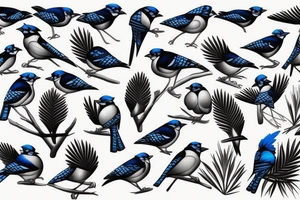 Negative space blue jay tattoo idea