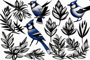 Negative space blue jay tattoo idea
