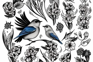 Bluebird with flowers inside the bird tattoo idea
