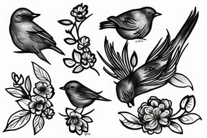 Bluebird with flowers inside the bird tattoo idea