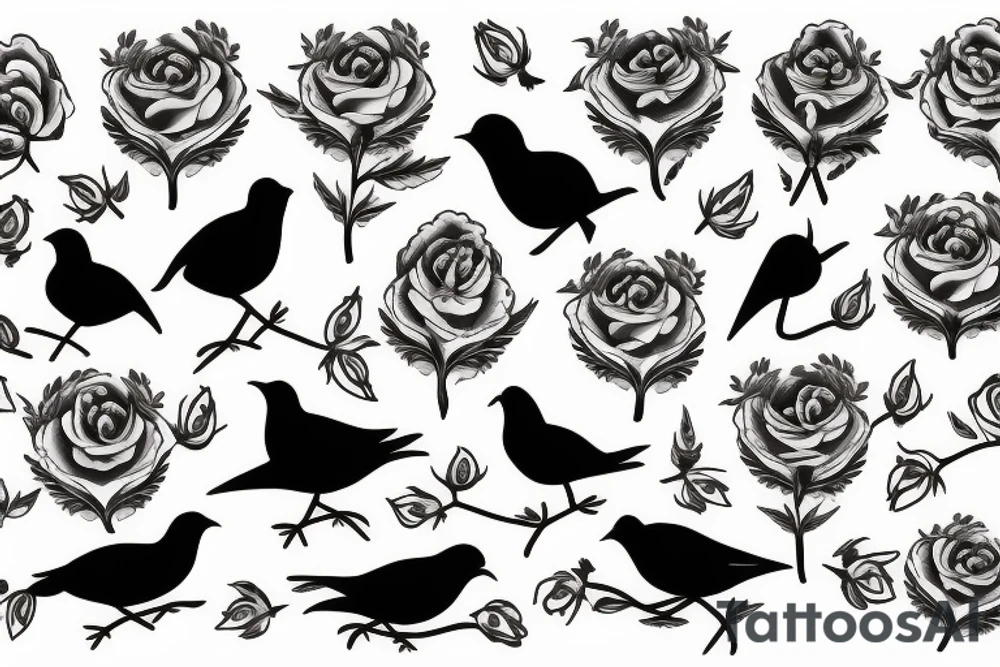 Negative space Bird with roses inside the bird tattoo idea Negative space Bird with roses inside the bird tattoo idea