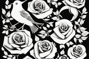 Negative space Bird with roses inside the bird tattoo idea