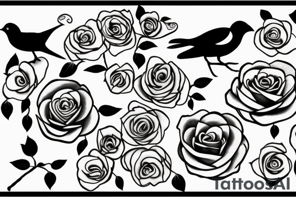 Negative space black and white Bird with roses inside the bird tattoo idea Negative space black and white Bird with roses inside the bird tattoo idea