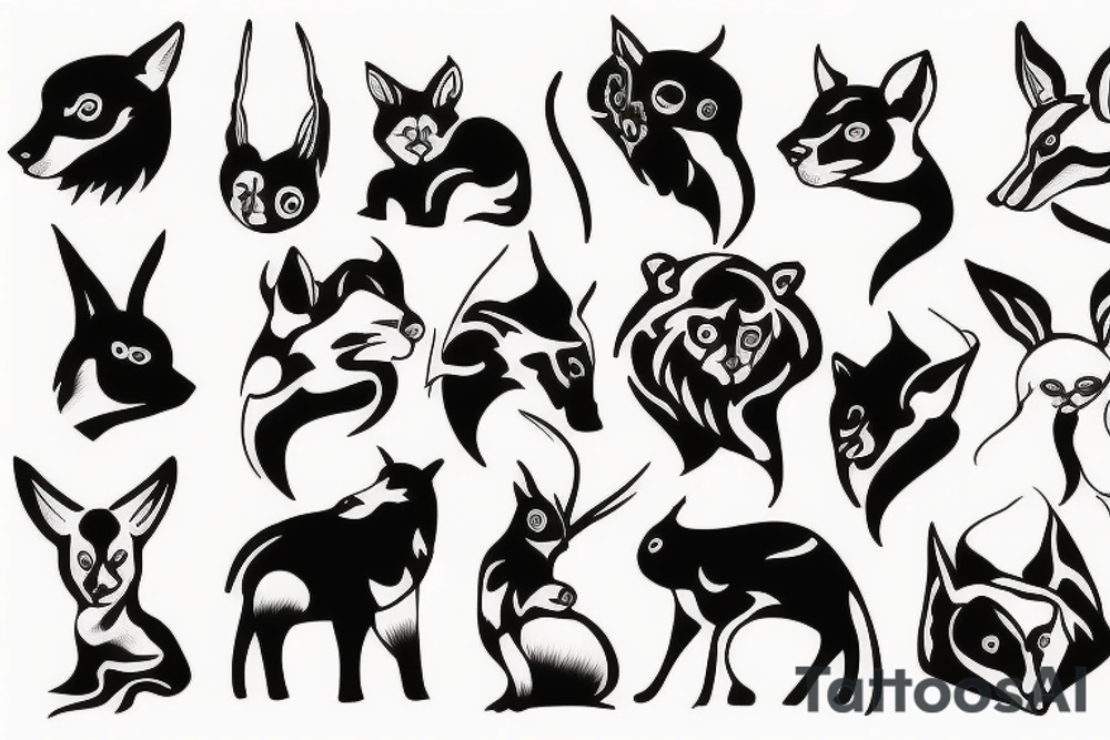 Negative space animals tattoo idea