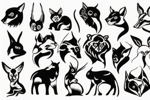 Negative space animals tattoo idea