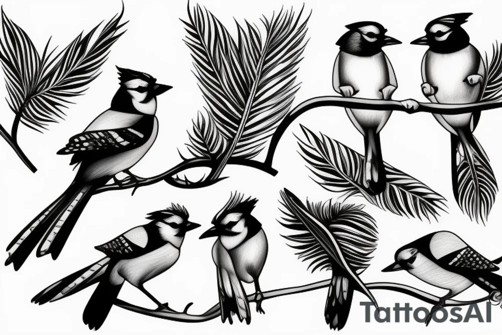 Negative space blue jay tattoo idea