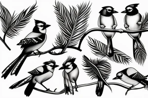 Negative space blue jay tattoo idea
