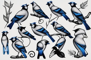 Negative space blue jay tattoo idea
