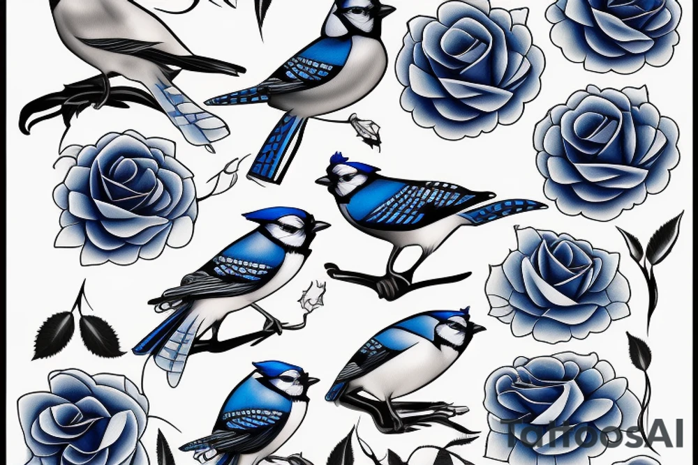 Negative space single blue jay composed of roses tattoo idea Negative space single blue jay composed of roses tattoo idea